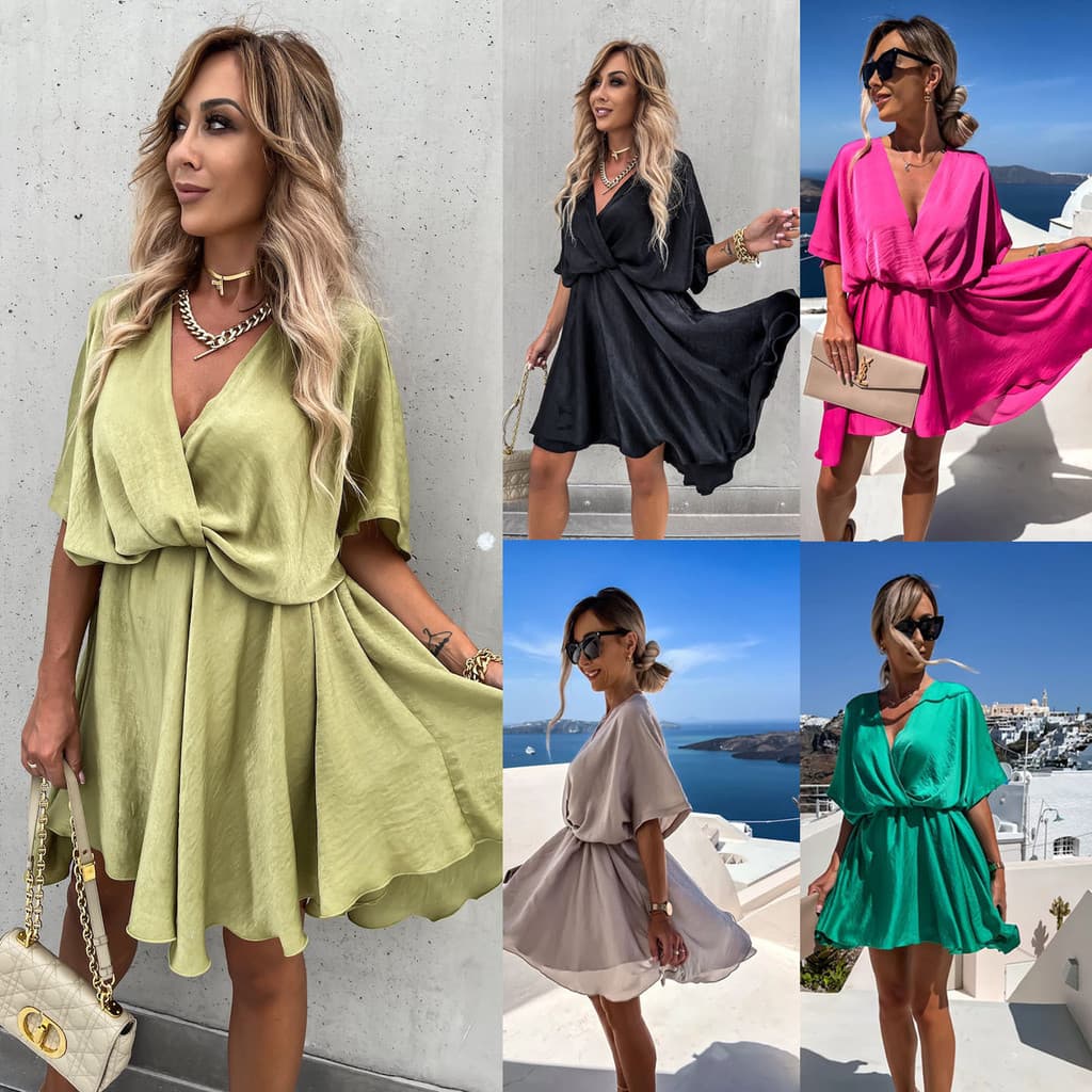 Cross-Border 2022 primavera verão novo estilo cetim vestido solto INS Casual férias vestido feminino