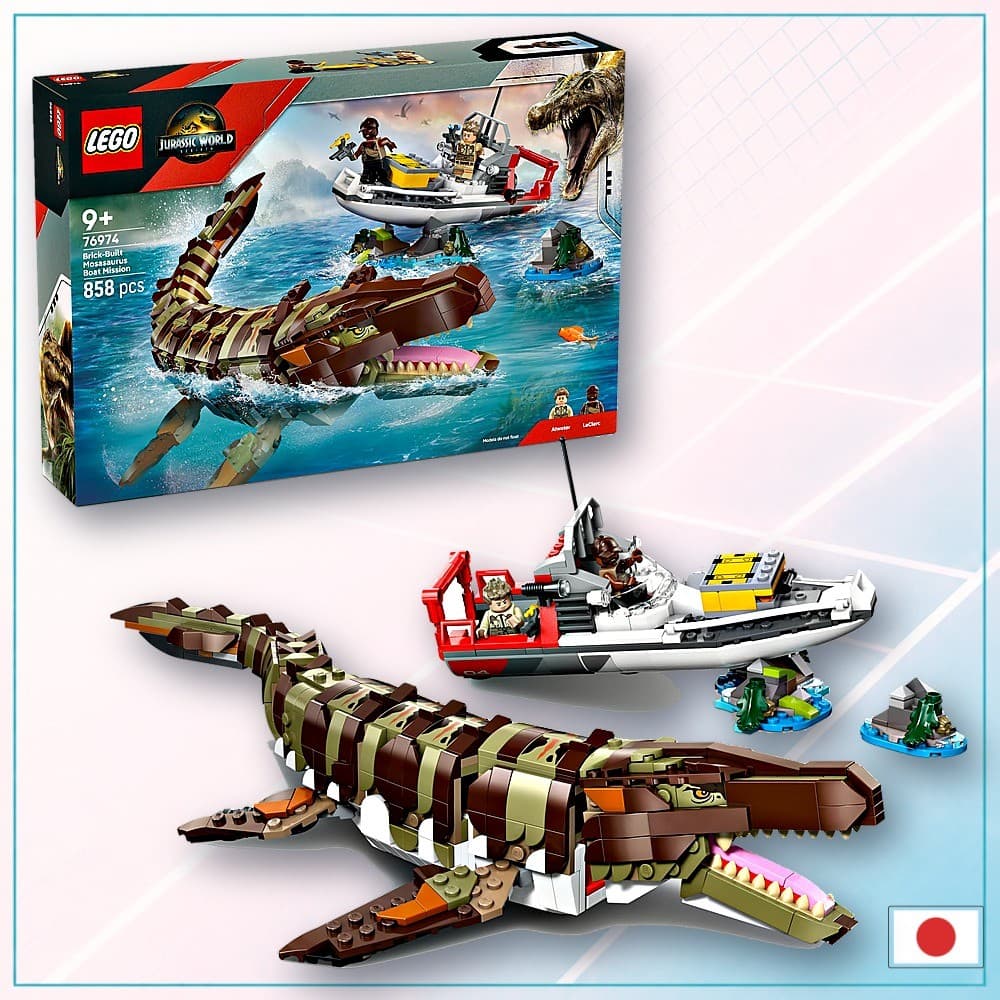 LEGO Jurassic World Mosassauro Missão do Barco de Pesquisa 76974 Blocos de Montar Original do Japão