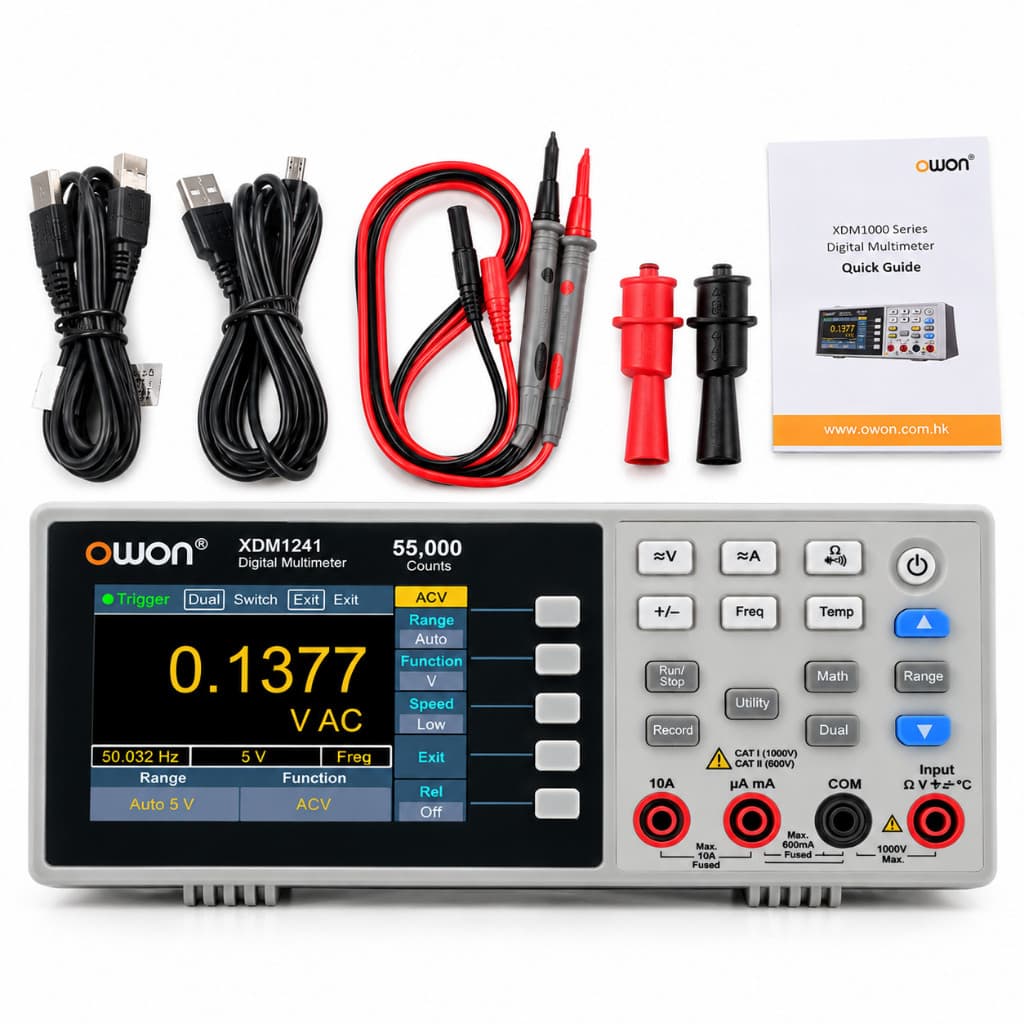 Multimetro Digital de Bancada OWON XDM1241 55000 Contagens True RMS com Bateria, Portátil