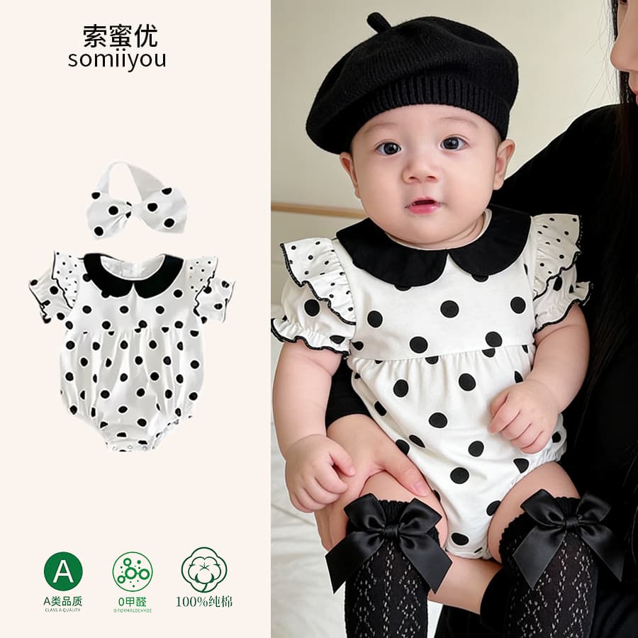 Roupas de bebê recém-nascido ins bolinhas roupas de mês inteiro cem dias foto tiro roupas bebê menina algodão puro 0-6 m