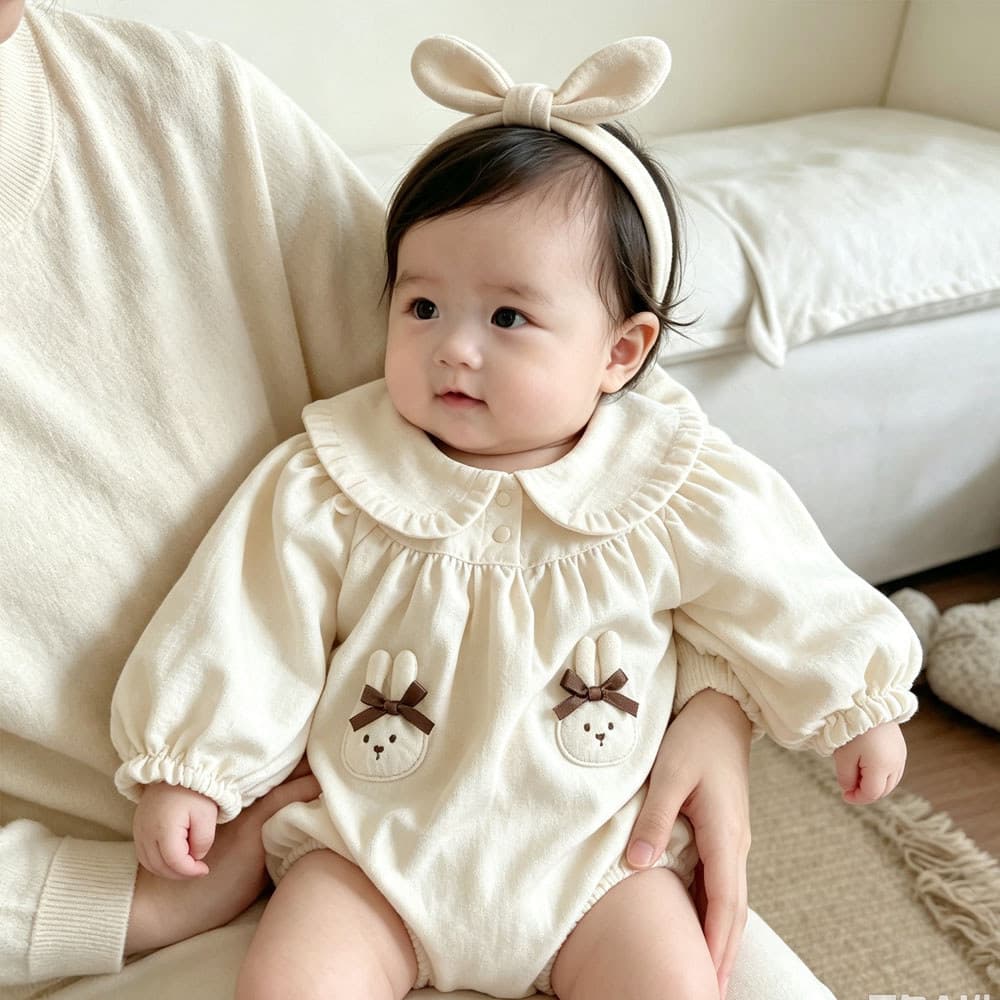 Bebê primavera outono roupas fofas menina bebê boneca gola orelhas de coelho de manga comprida roupas de bebê pequeno mê