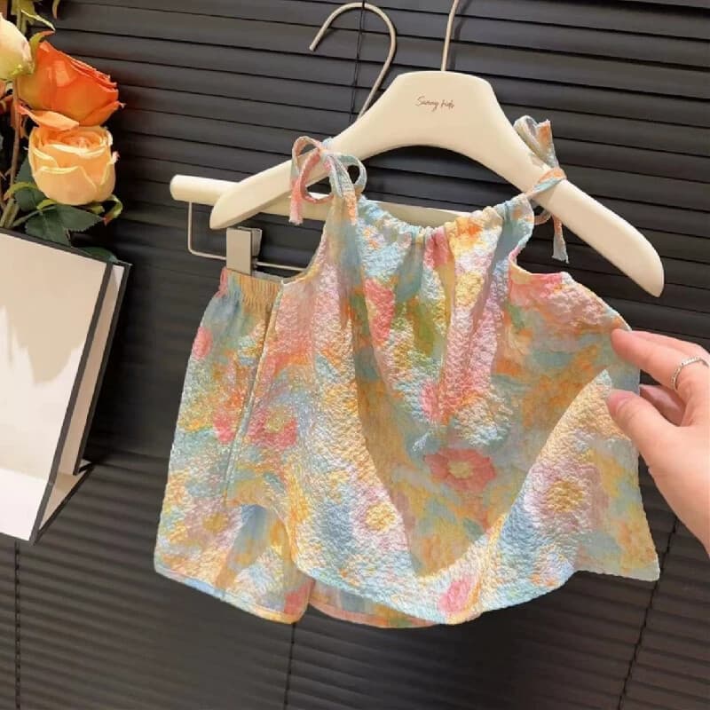 Roupas de bebê verão menina estilingue saia colete roupas para casa terno dividir um ano de idade bebê menina roupas de 