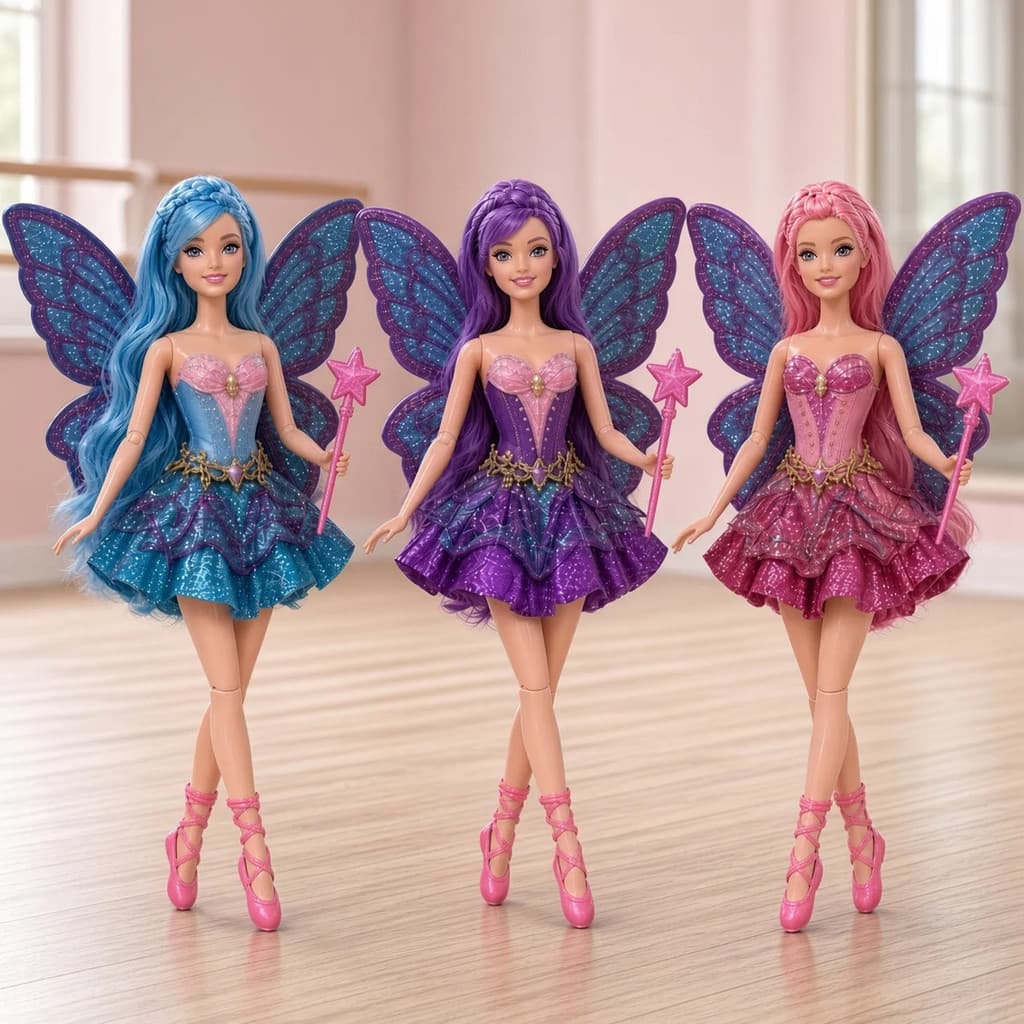 Kit Boneca Fada Bailarina Ballet Asas Varinha Articulada