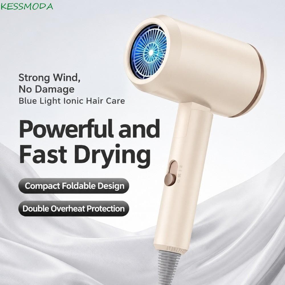 Secador De Cabelo De Íons Negativos , Iônico Profissional Portátil De Luz Azul , Com Bico
