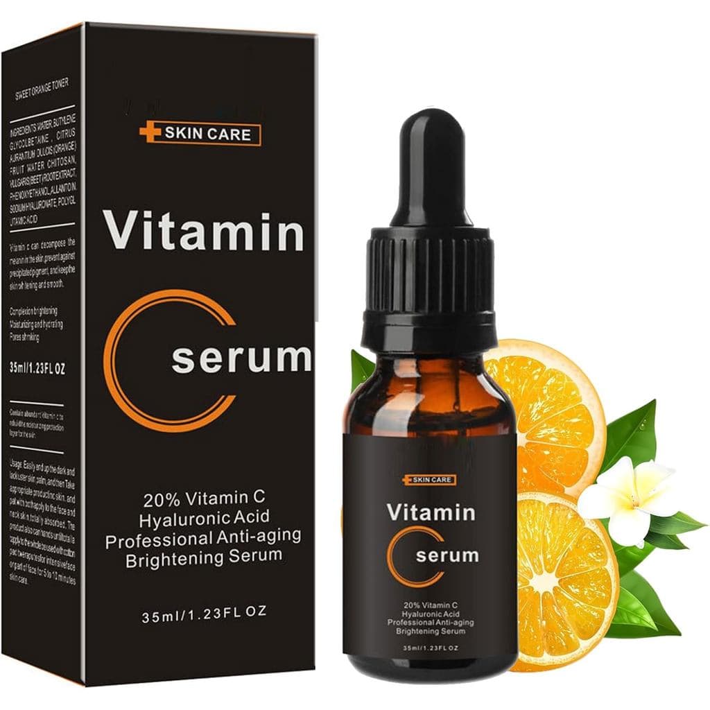 Sérum Facial com Vitamina C, Sérum com 20% de Vitamina C e Ácido Hialurônico para Estimular o Colágeno, Antirrugas, Anti