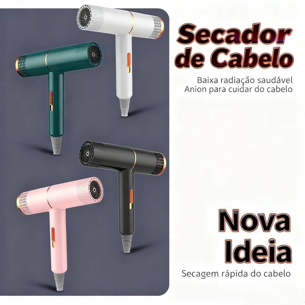 Secador de Cabelo Profissional Baixo Ruido Seca Rápido Portátil para Viagem Bolsa 110v