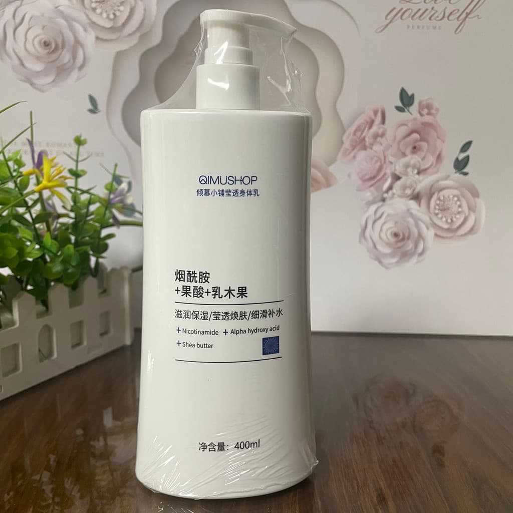 Qingmu Shop Loção Corporal Transparente Niacinamida 400ml Loção Corporal Hidratante Hidratante AHA Loção Essência de Man