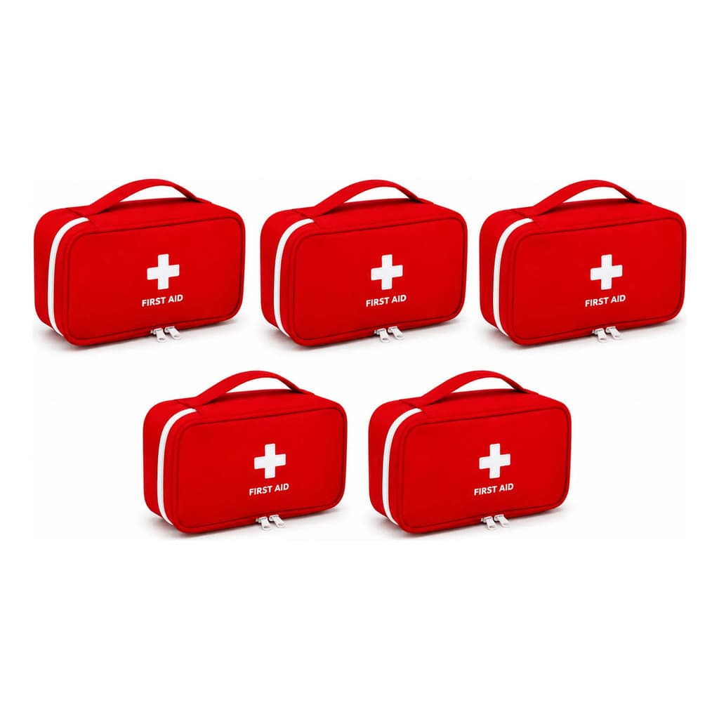 Kit 5 Bolsa Porta Remédios Pequena Primeiros Socorros Vermelha