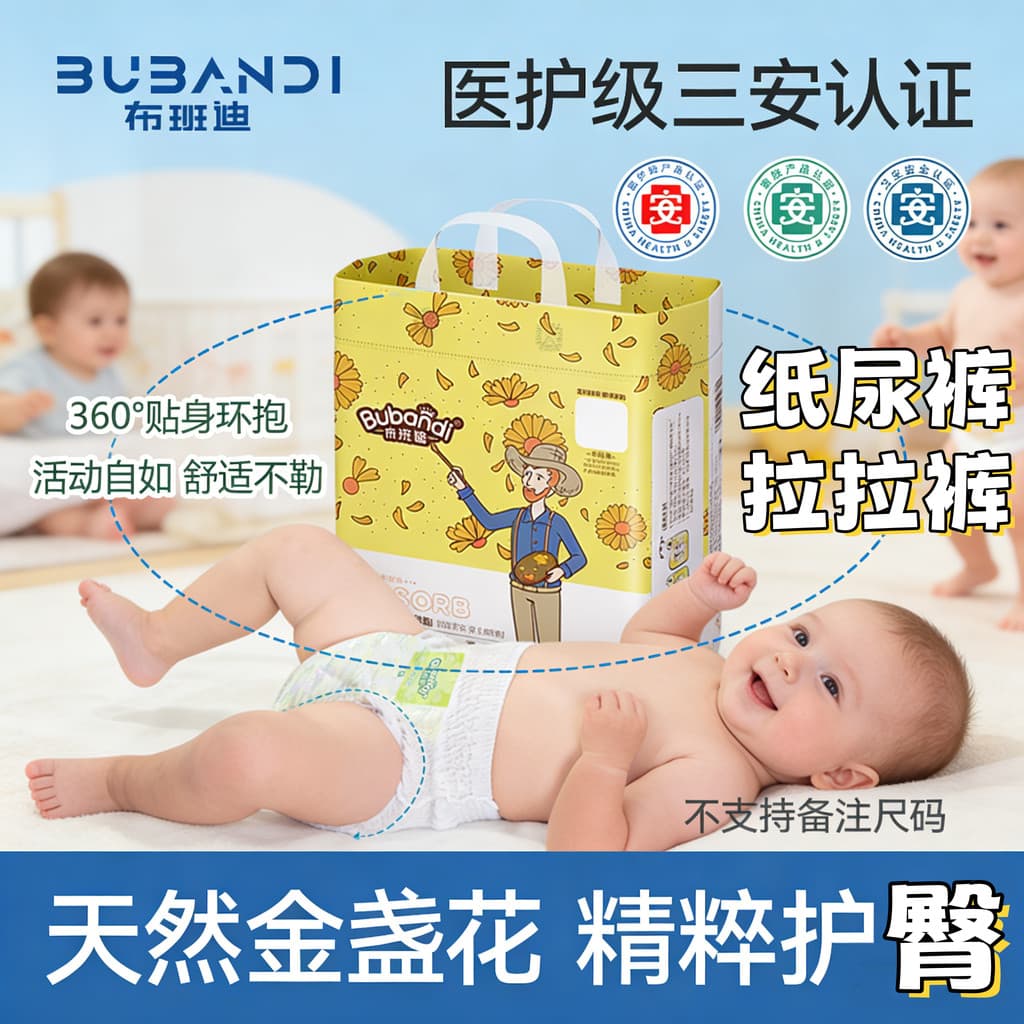 Bubandi copo fraldas primavera verão Ultra-fino respirável bebê recém-nascido Pull-Up calças fraldas 20 peças pacote