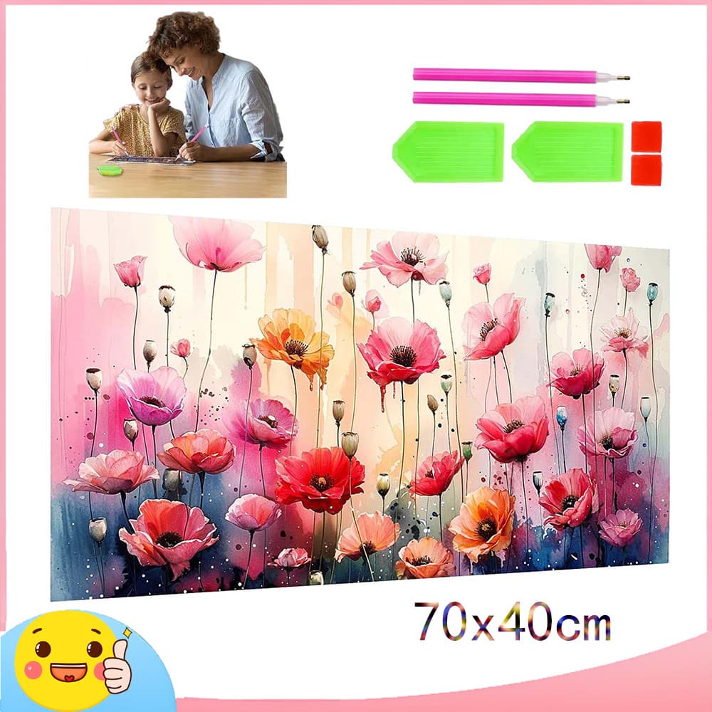 Conjunto de pintura diamante estilo adulto 5D flor de tinta rosa flor 70x40cm diamante quadrado adequado para decoração 