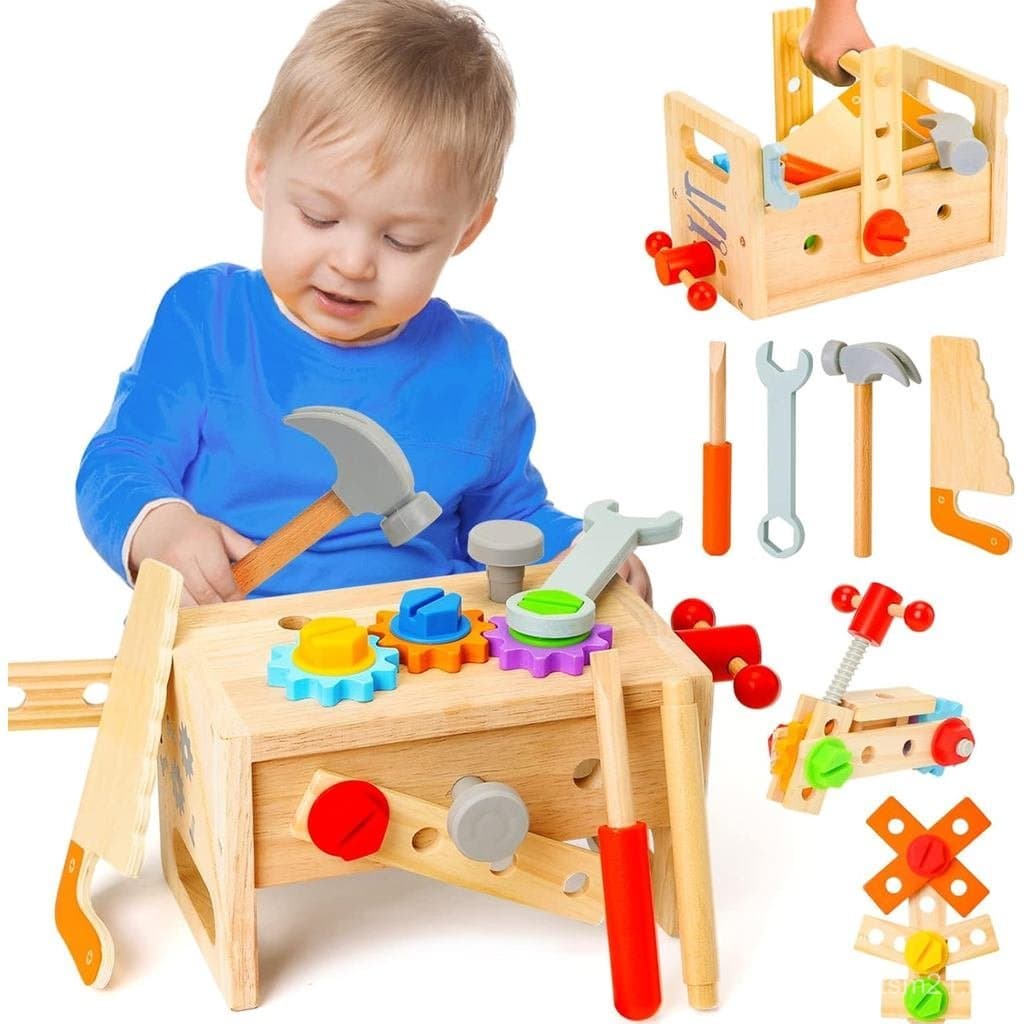 Conjunto de Ferramentas de Madeira para Crianças de 2 a 5 Anos, 29 Peças, Brinquedos Educativos STEM, Brinquedos Montess