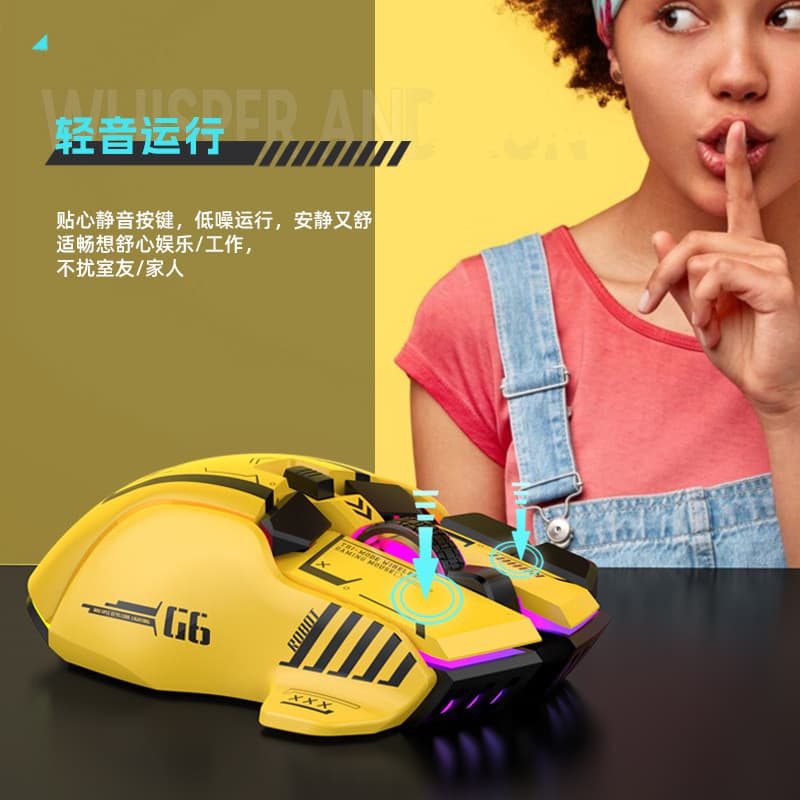 G6 Bluetooth três modos sem fio mouse para jogos recarregável RGB computador silencioso mecânico gaming mouse com fio Cr