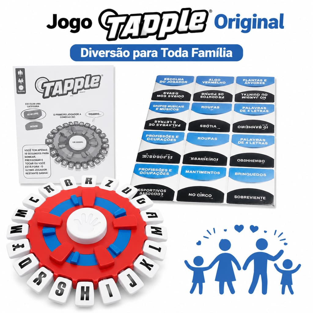 Jogo Tapple de Tabuleiro Interativo, Jogo de Palavras para Família, Estimula Vocabuláriob