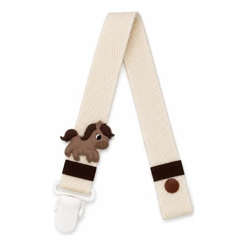 Prendedor de Chupeta Bebê Cavalinho Maternidade Fita Poliéster 30x2cm com Clip Presilha Angu Bebê