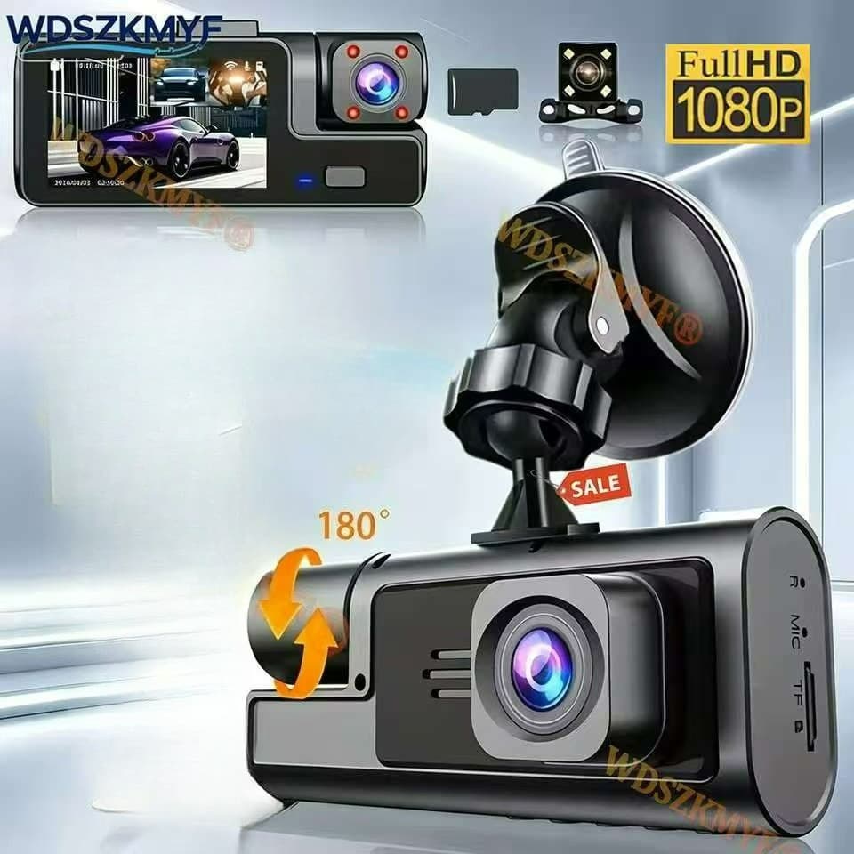 3 Canais Traço Cam Para Carros 1080P Carro DVR HDCar Câmera Gravador De Vídeo Frente Visão Traseira Caixa Preta Acessóri