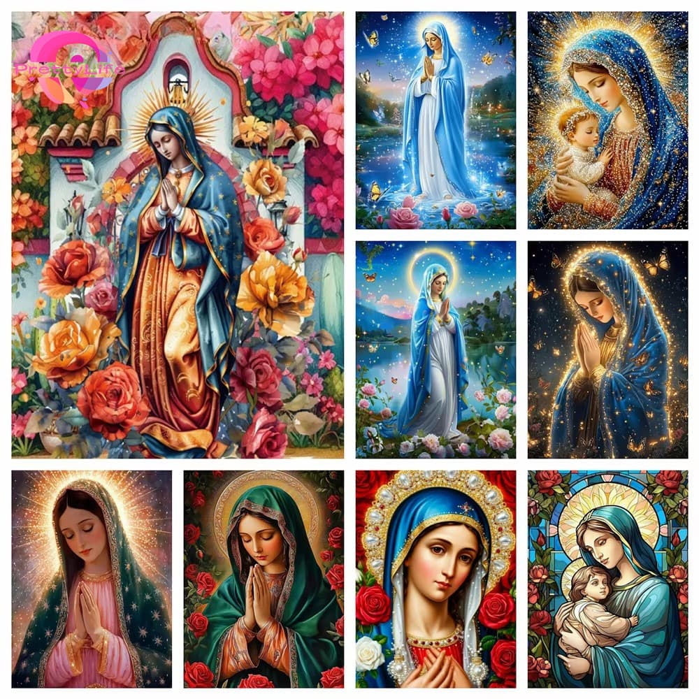 Conjunto De Pintura Diamante 5D Da Virgem Maria , Ponto Cruz De Cristal , Completo , Decoração De Parede Para Casa , 30x