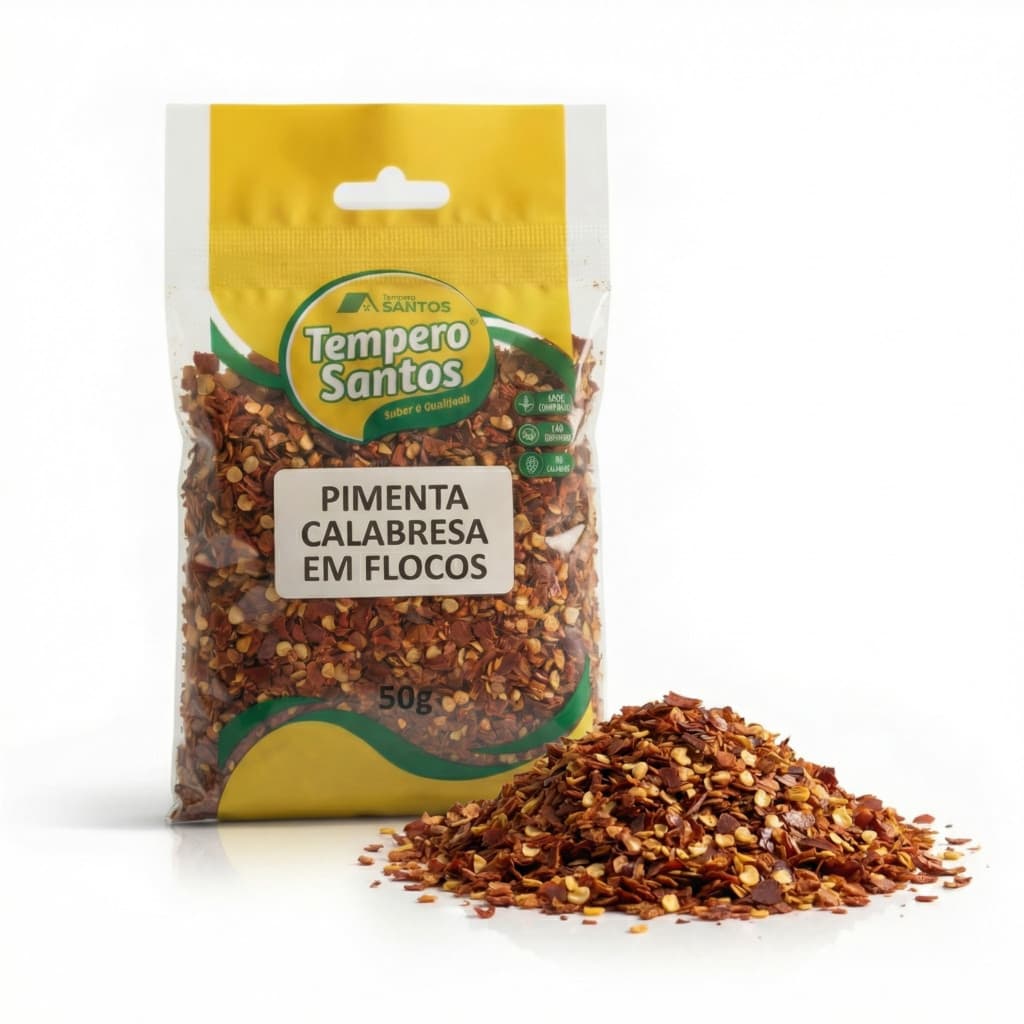 Pimenta Calabresa em Flocos Secos Pura | Tempero Picante para Pizza e Óleos 250g/ 500g/ 1kg - Tempero Santos