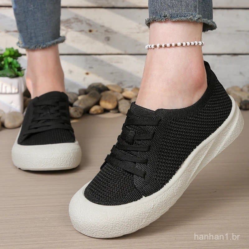 Tênis Casuais de Malha Leve para Mulheres, Tênis Slip-On Respiráveis com Sola Macia, Calçado Confortável para o Dia a Di