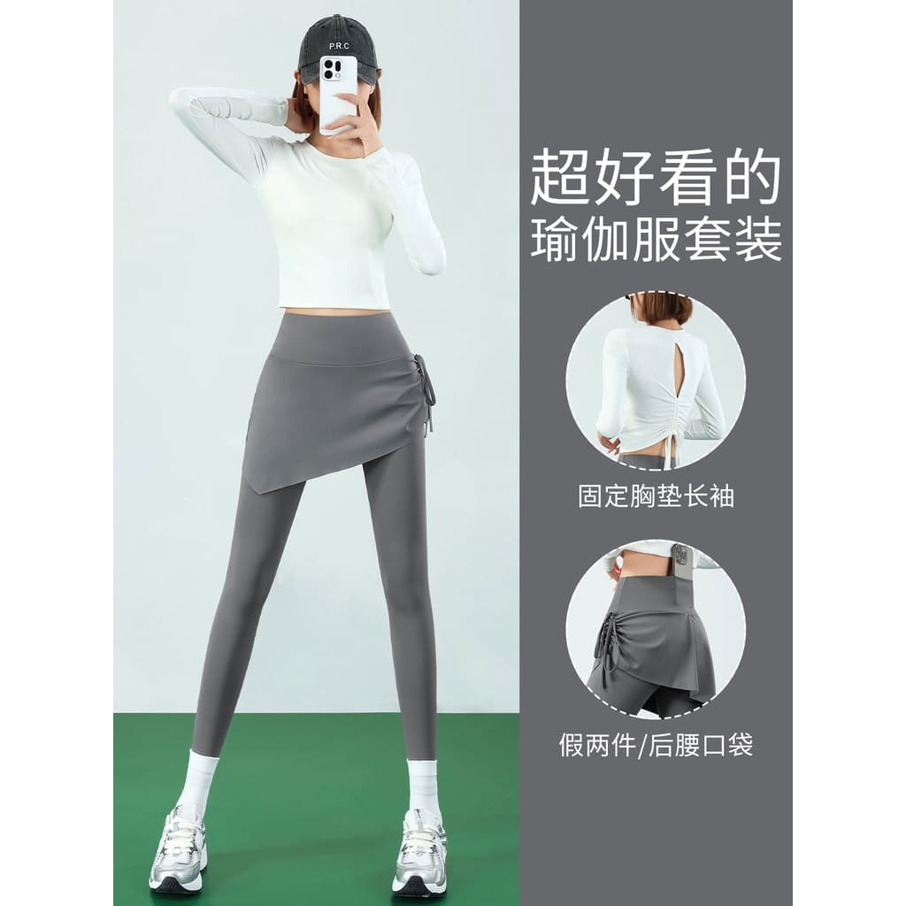 Roupas de prática de dança terno feminino 2026 novo estilo roupas de Yoga Pilates treinamento de Fitness de manga compri