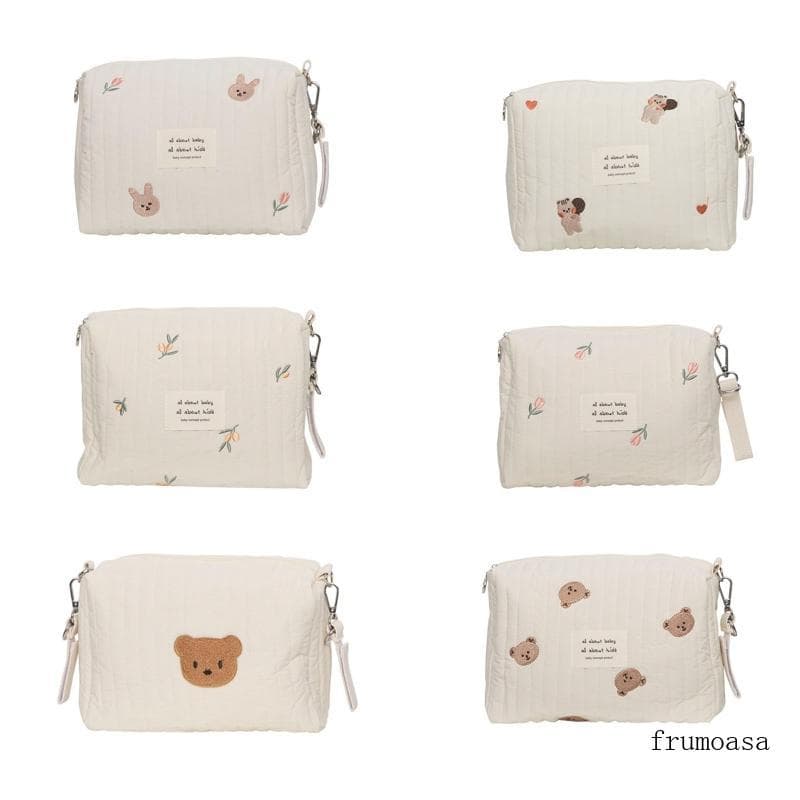 Fru Cute Bordado Fralda Sacos Carrinho Viagem Mamãe Bolsa Fraldas Para Bebês Recém-Nascidos
