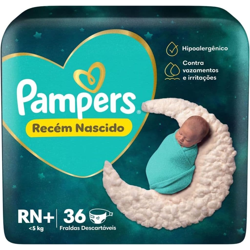 Fralda Pampers Premium Care RN+ (Recém-Nascido) com 36 unid