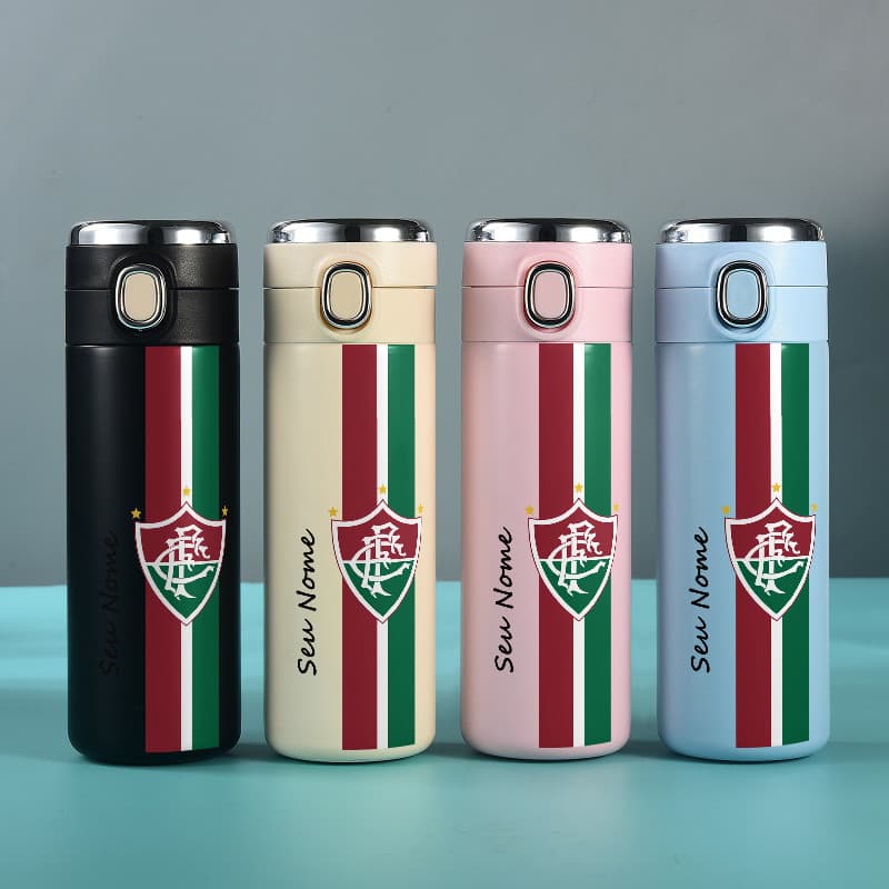 Garrafa Térmica de personalizado Aço Inoxidável Futebol Fluminense com Termometro LED Digital Estampada 420ml