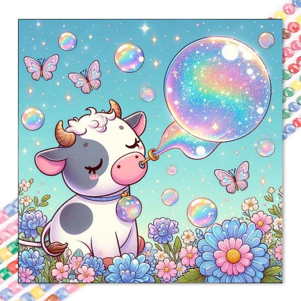 5D diy diamante completo redondo pintura diamante-Kit de pintura diamante bezerro, bolha mosaico lona diy arte da parede