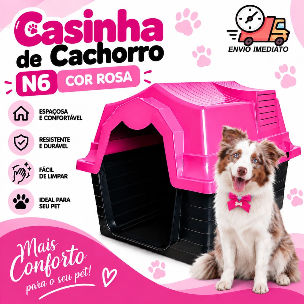 Casinha De Cachorro N6 ou N5 HouseDOG Casa Pet Para Cachorro de Porte Pequeno e Médio várias cores