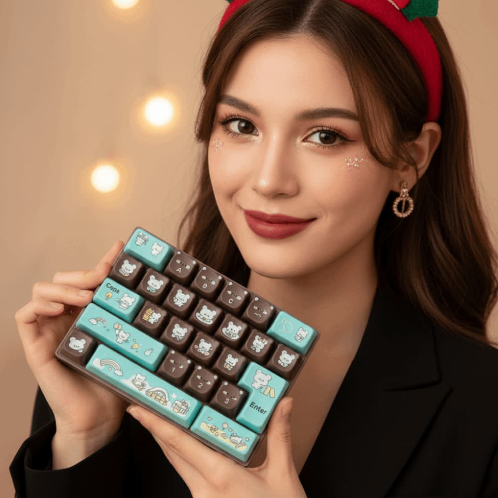 Brinquedo De Inquietação De Teclado , Mini Mecânico De Tamanho Compacto De Urso De Desenho Animado , 26 Teclas Mecânicas