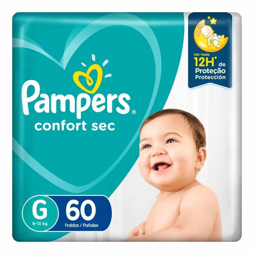 Fralda Infantil Pampers Confort Sec G 60 Unidades Fralda Pampers Confort Sec Tamanho G - 60 Unidades
