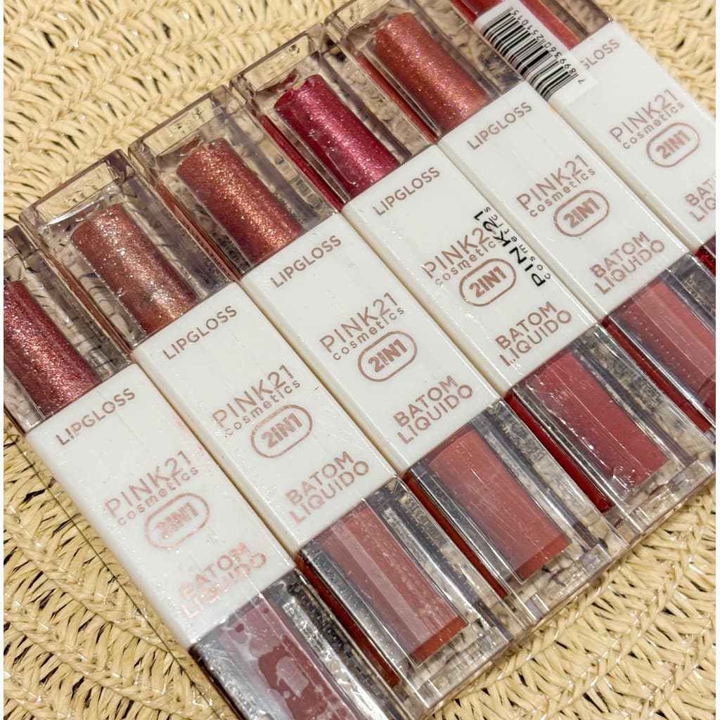 LIP GLOSS E BATOM LIQUIDO 2 EM 1 MATTE & DIAMOND PINK 21