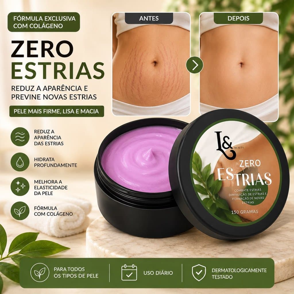 Creme Corporal Hidratante para Pele com Estrias 150g - L&Beauty