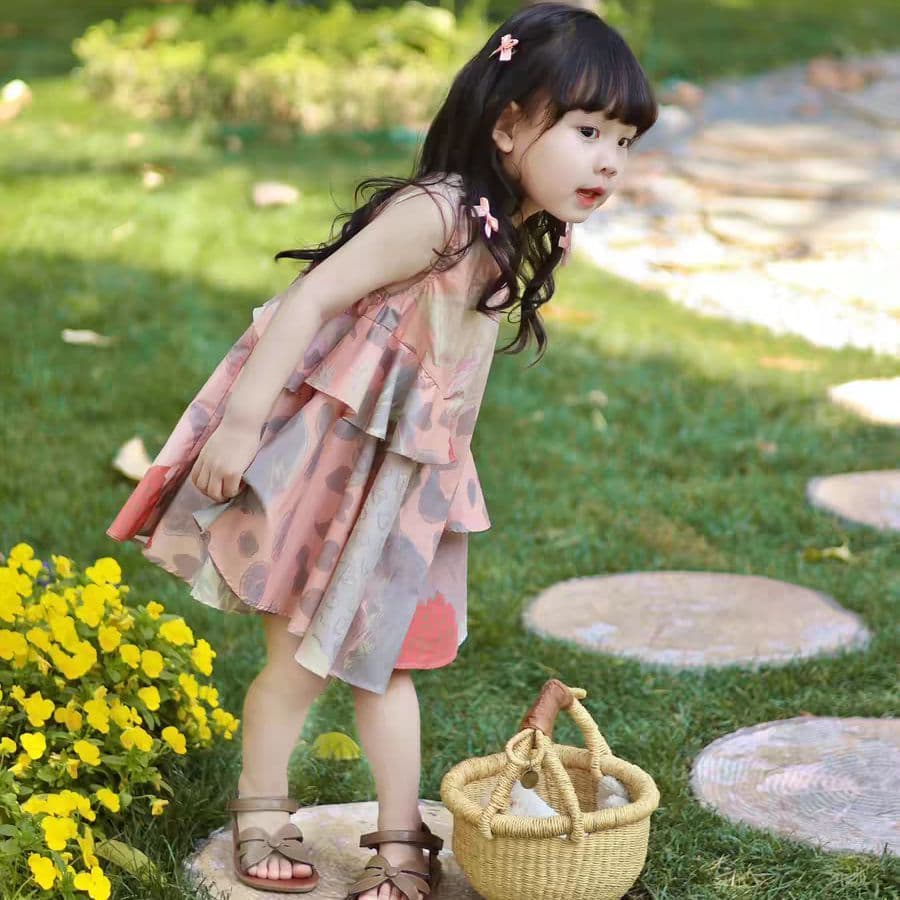 2024 novo estilo vestido de verão crianças vestido meninas vestido de princesa verão moda colete vestido feminino bebê m