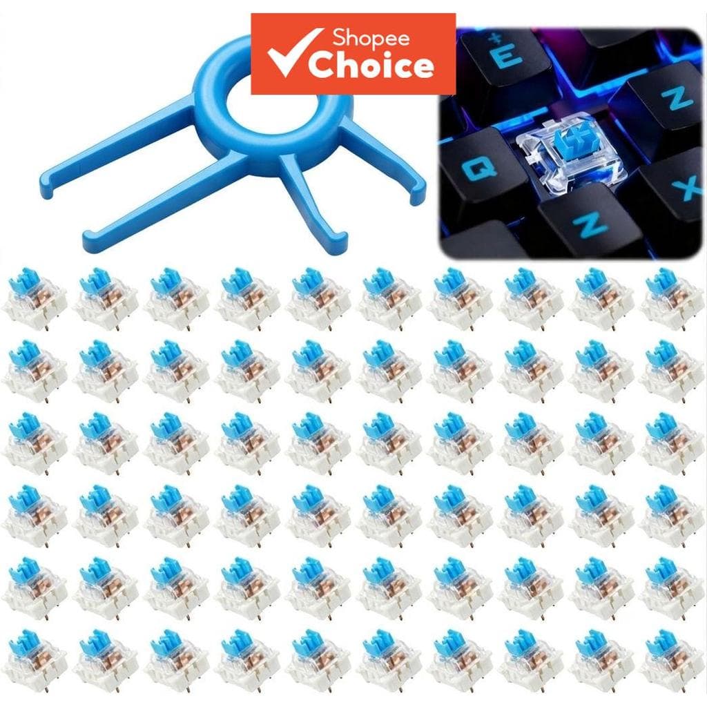 ITLY 50 Pcs Interruptor De Teclado Mecânico Personalizado Vermelho Linear Azul Tátil Clicky 3Pin À Prova De Poeira Com E