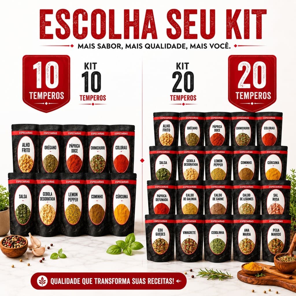 Kit 20 - 10 Temperos e Especiarias Premium - Sauce