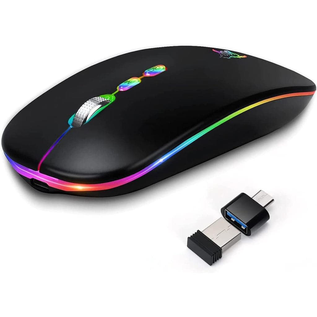 Mouse sem fio HOTLIFELED, fino, recarregável, silencioso, portátil, óptico USB 2.4G, sem fio, Bluetooth de modo duplo, c