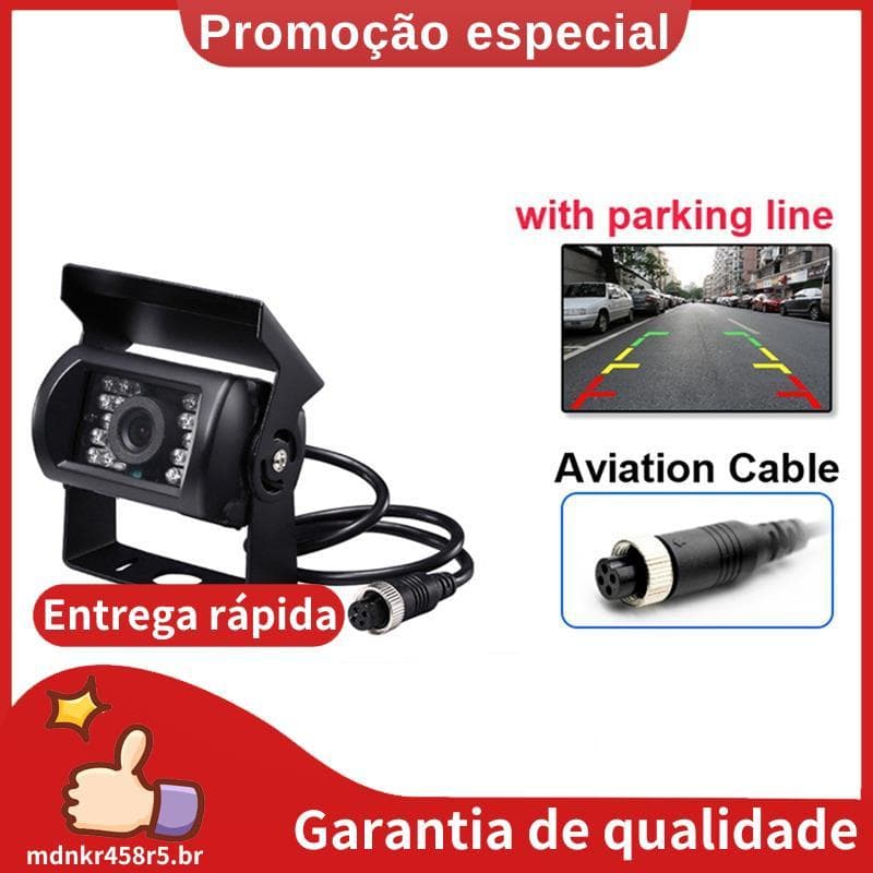 Atualização Do Monitor De Visão Traseira Carro Da Cabeça De Aviação 700Tvl Ccd 18 Ir Leds Câmera De Ré 12/24V Para Ônibu