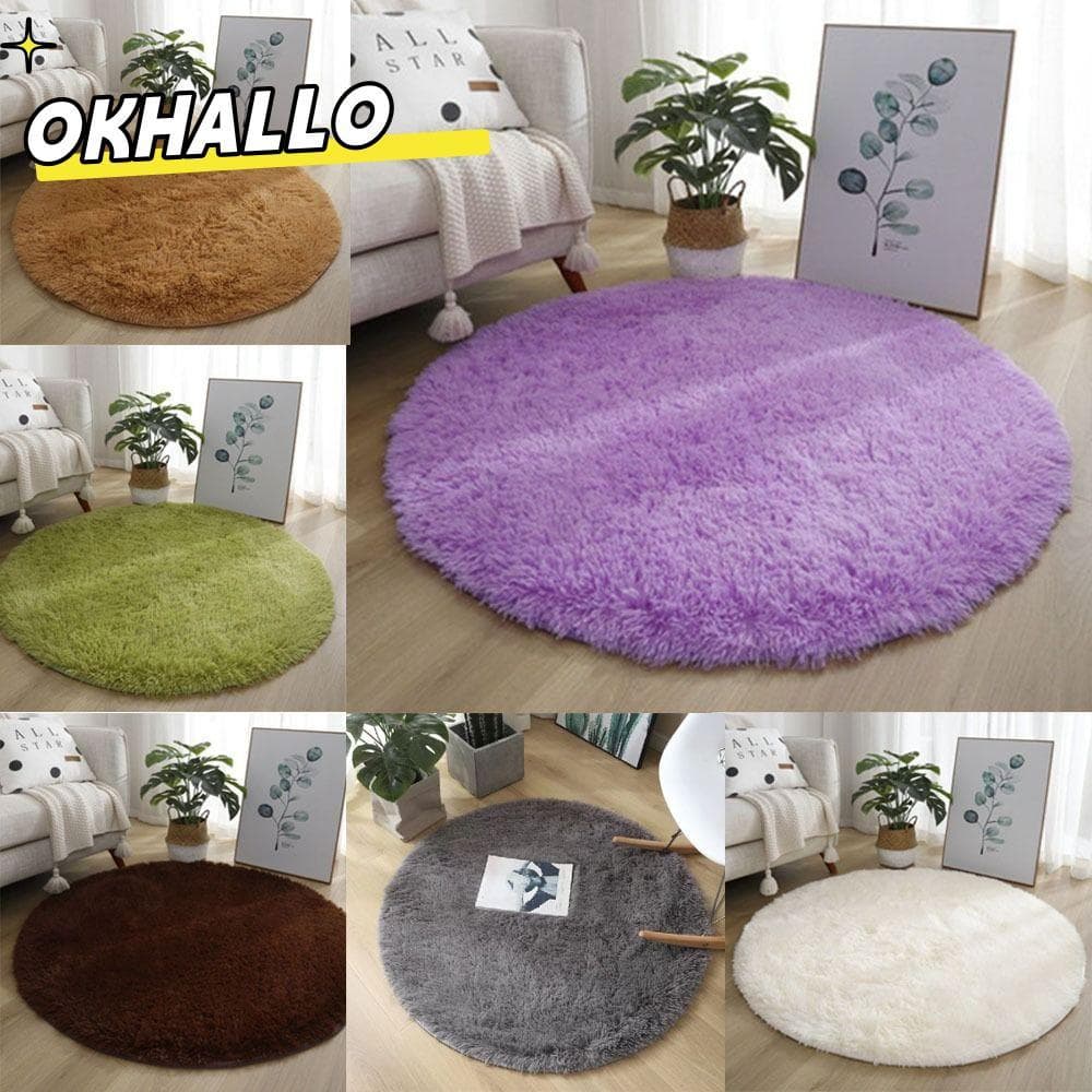 Tapetes De Sala De Estar OKHALLO , Tapete Redondo Espesso De 40 Cm Antiderrapante De Pelúcia Macio De Cor Sólida