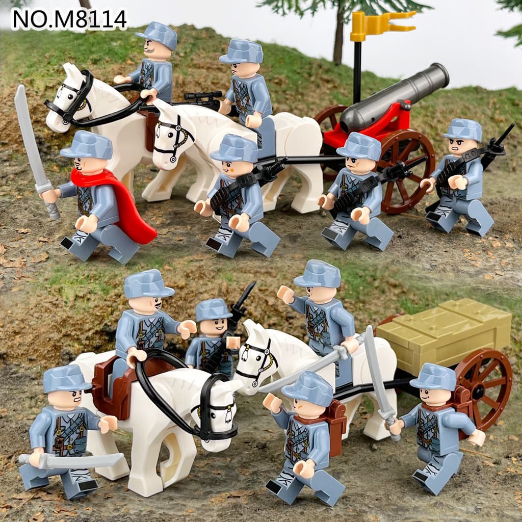 Modelo de soldado do Exército Vermelho, cavalo branco, blocos de montar Lego para crianças, brinquedos, da Oitav DXLI