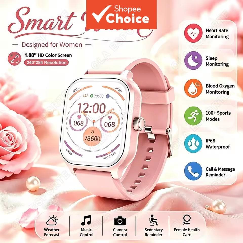 Novo Relógio Smart Feminino: Chamada Bluetooth e Previsão do Tempo em Tempo Real, Relógio Esportivo Feminino, Smartwatch