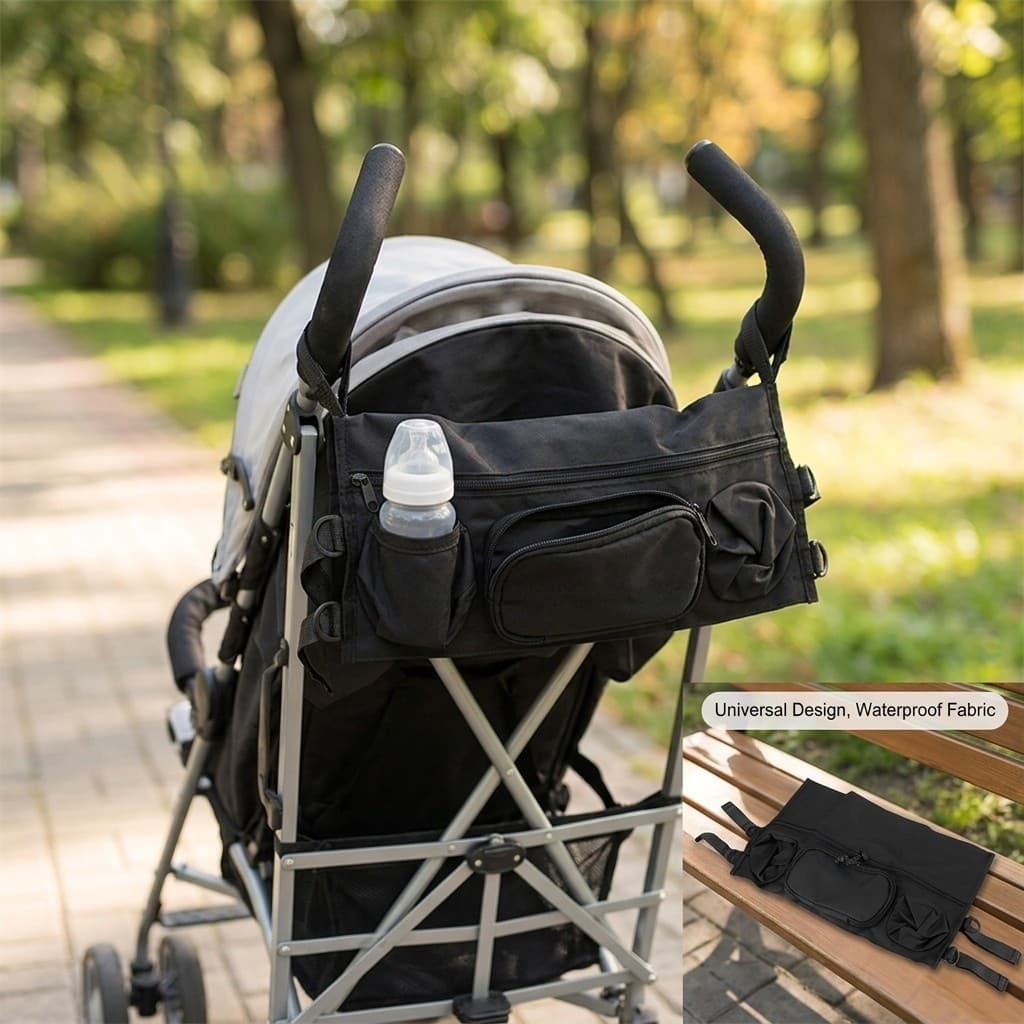 Bolsa Suspensa Universal Para Carrinho De Bebê À Prova D'água Com Bolsos Copo De Garrafa