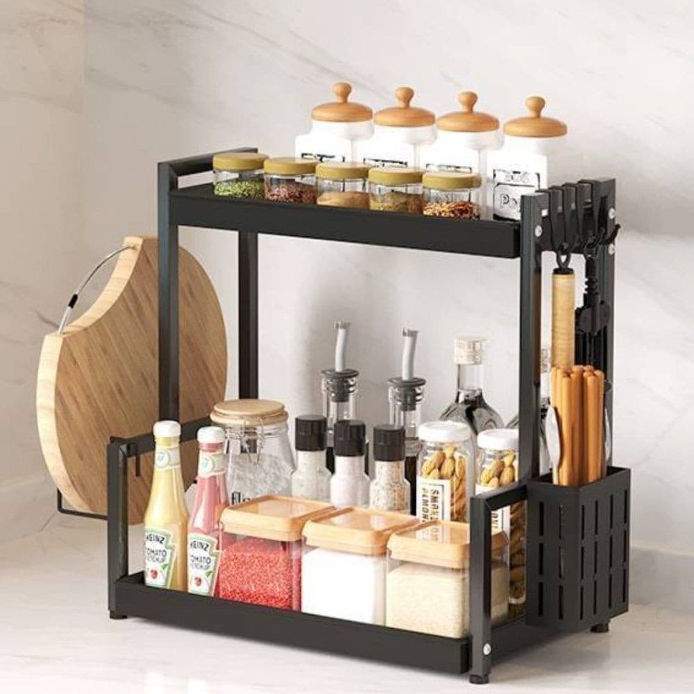 Organizador Multiuso Metal 2 Andares Suporte Cozinha Banheiro Pia Armário 2 Níveis Rack Organizador