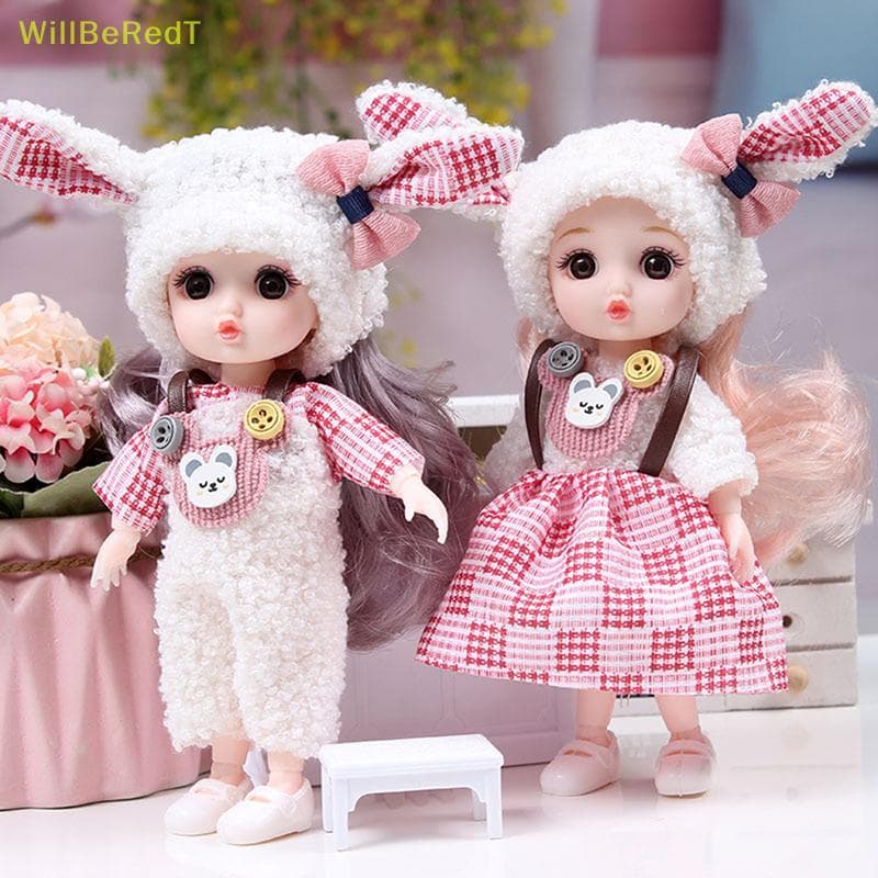 [WillBeRedT] Mini Boneca De 16 Cm Bonecas Articuladas Móveis 3D Olhos Grandes Brinquedo DIY Com Roupas Vestir Para De Me