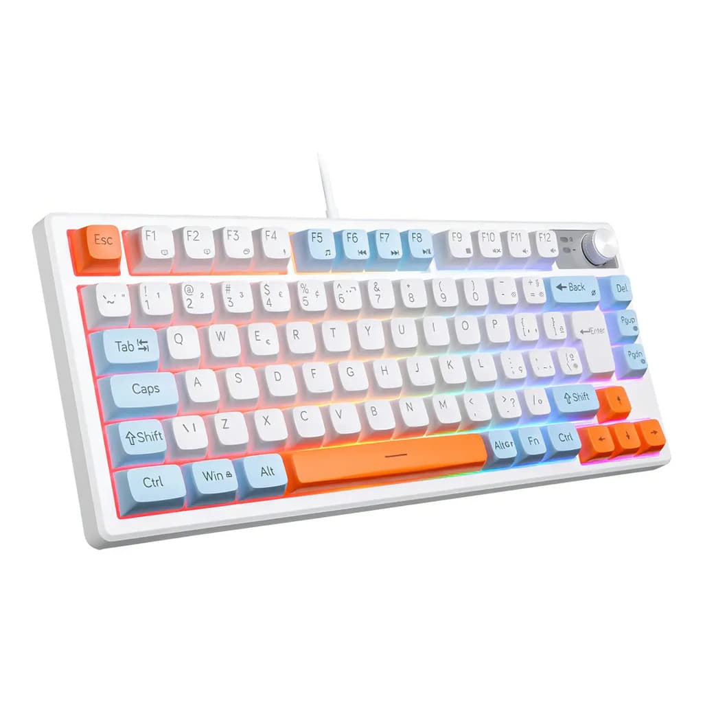 Teclado Gamer 75% Semi Mecanico Madset Knup Com Layout Abnt2 Anti-ghosting 19/12 Branco Português Brasil