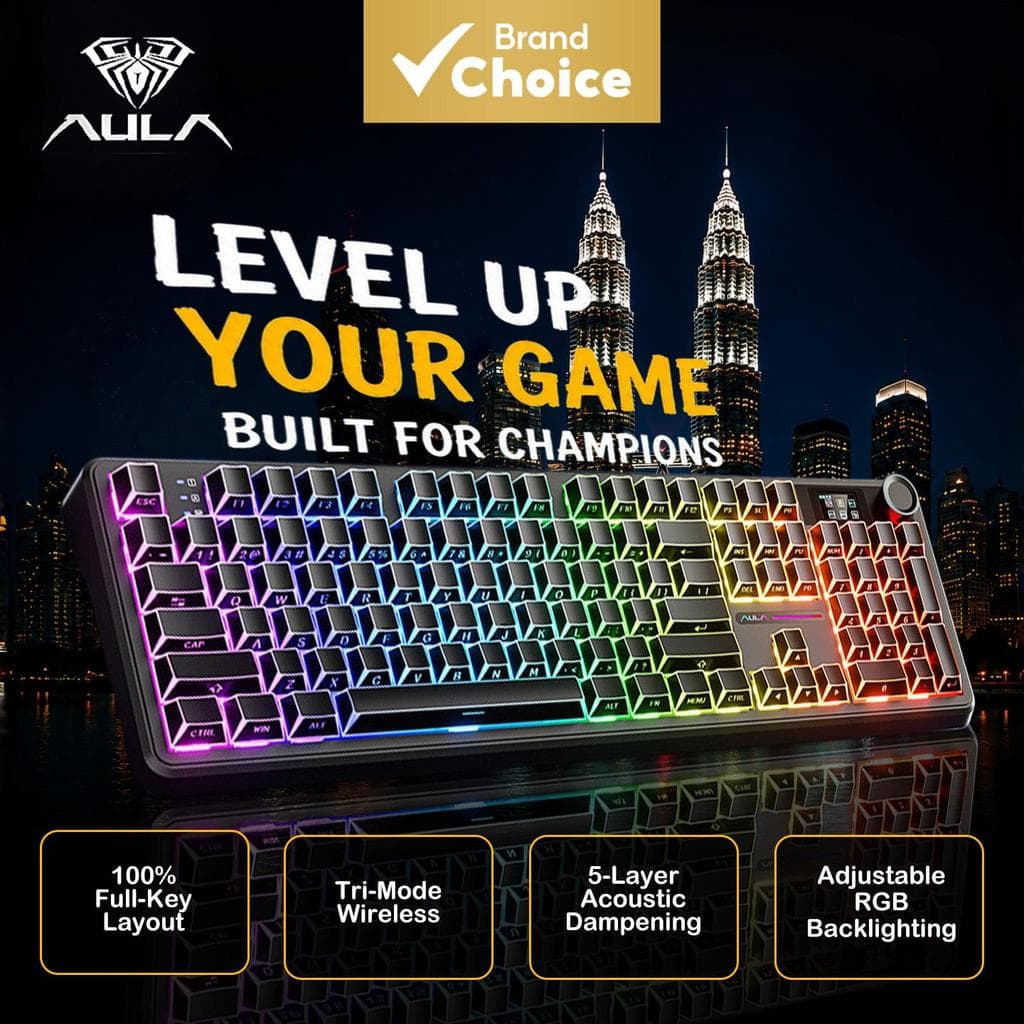 Teclado Mecânico AULA F108 Pro Tri Mode Hot Swappable Star Vector Switch RGB para Jogos Personalizado com Fio/Bluetooth