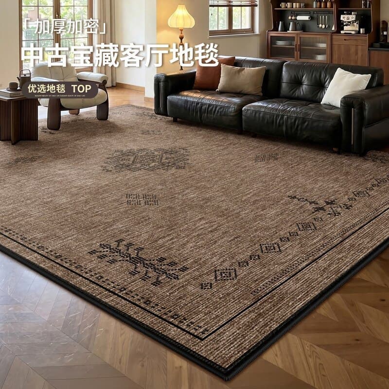 [Novo produto] Tapete estilo Medieval sala de estar grande área antiderrapante anel de três provas tapete de lã sofá dec