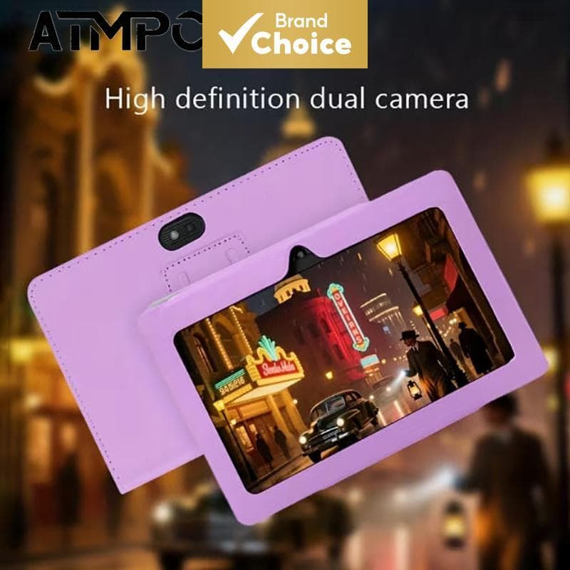 Tablet Android ATMPC, 16 GB de ROM, 4 GB de RAM (expansível 2+2), tela IPS HD, Wi-Fi 2.4G, câmeras duplas de 2 MP, capa