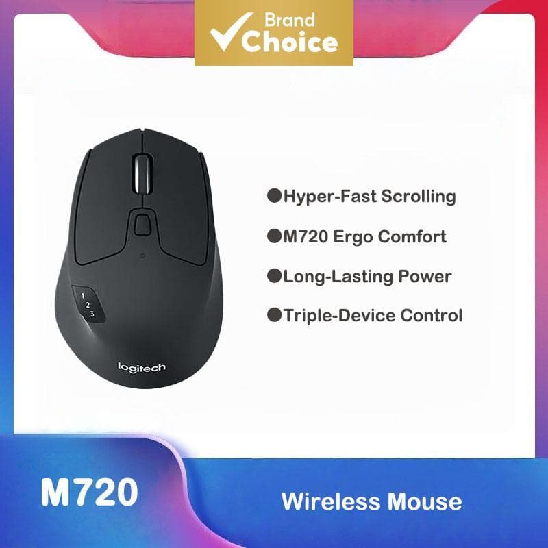 Logitech M720 Mouse Sem Fio Bluetooth Multi Dispositivos, Precisão Ergonômica, Troca Fácil, Bateria de Longa Duração,
