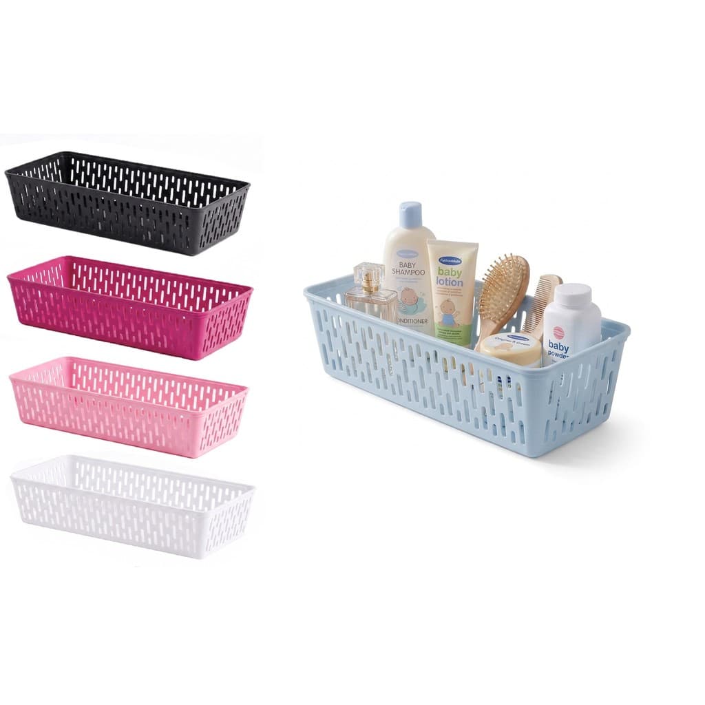 Kit Cesto Organizador Multiuso Plástico Retangular Cestinha para Casa Gaveta Armário Cozinha Banheiro Prateleira
