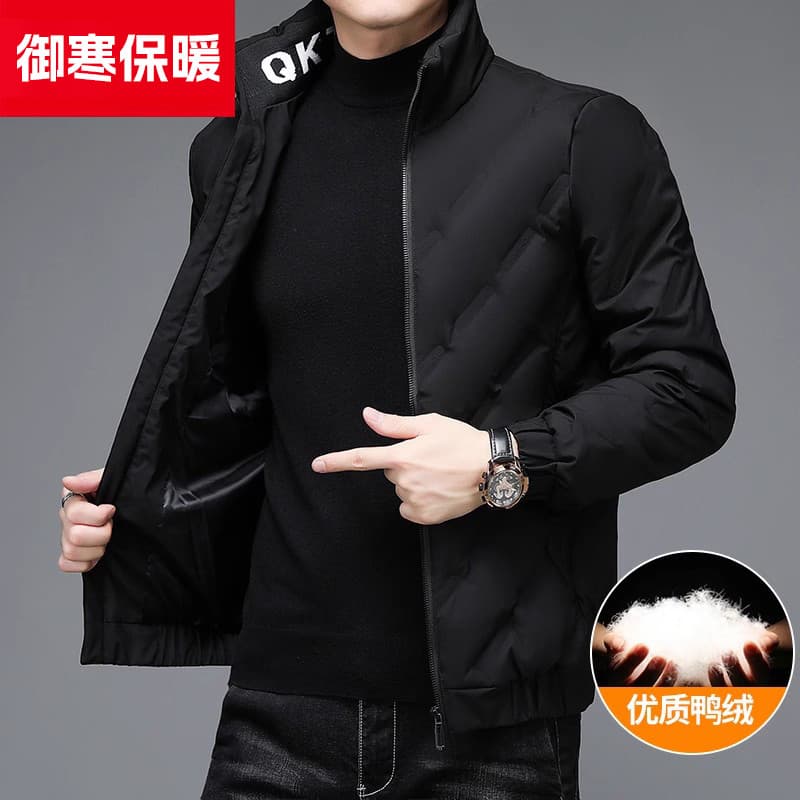 Jaqueta masculina curta gola alta quente jaqueta de inverno jaqueta masculina 2024 novo estilo inverno engrossado pato p